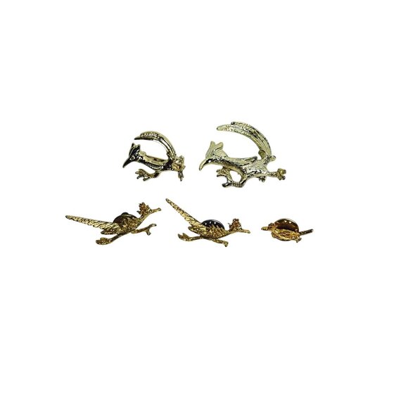 Unknown Jewelry - Lot Of 5 Gold Tone Road Runner Brooches/Pins (6172)